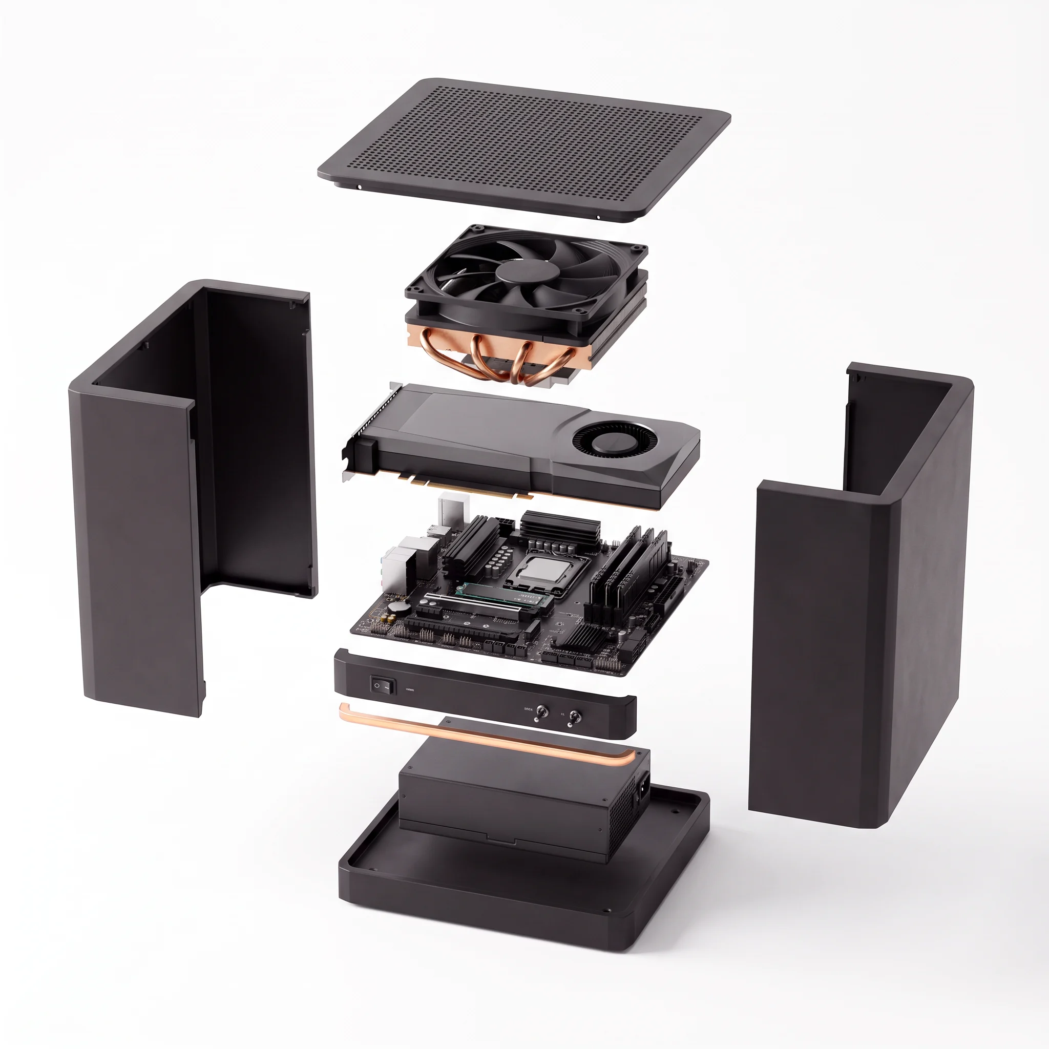 Render of ANVE Office Pro in an exploded view